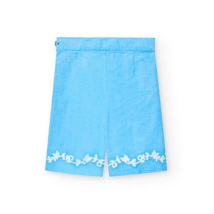 Pantaloni di Lino con Ricamo 701110