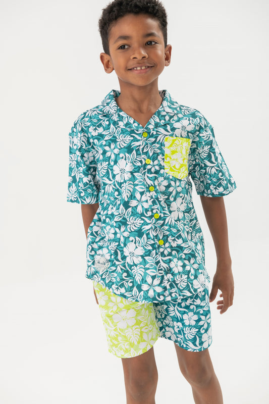 Costume da Bagno Boxer in Tessuto Riciclato per Ragazzo stampa Floreale 831260
