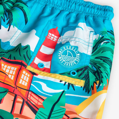 Costume da Bagno Boxer in Tessuto Riciclato per Ragazzo stampa Surf