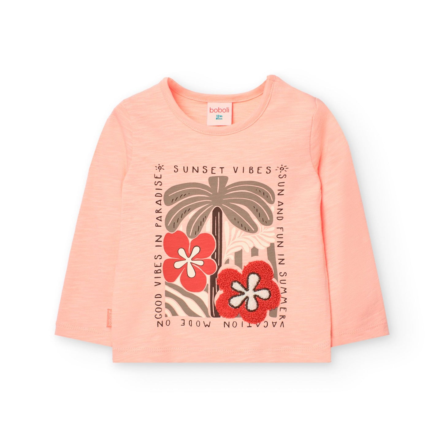 T-shirt Maniche Lunghe con Stampa e Applicazioni 231006
