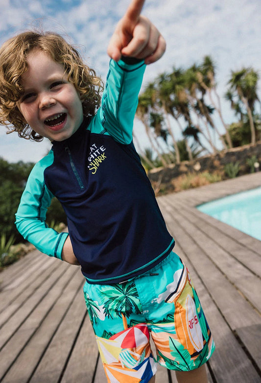 Costume da Bagno Boxer in Tessuto Riciclato per Ragazzo stampa Surf
